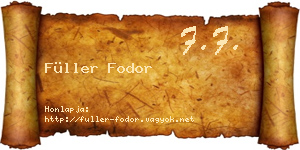 Füller Fodor névjegykártya